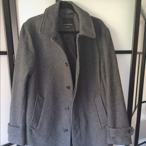 Dark grey winter over coat, thick wool coat